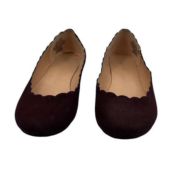 LC Lauren Conrad Wine Scalloped Edge Ballet Flats Size 7 1/2 Woman's - Picture 3 of 9